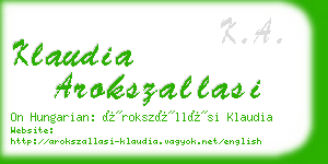 klaudia arokszallasi business card